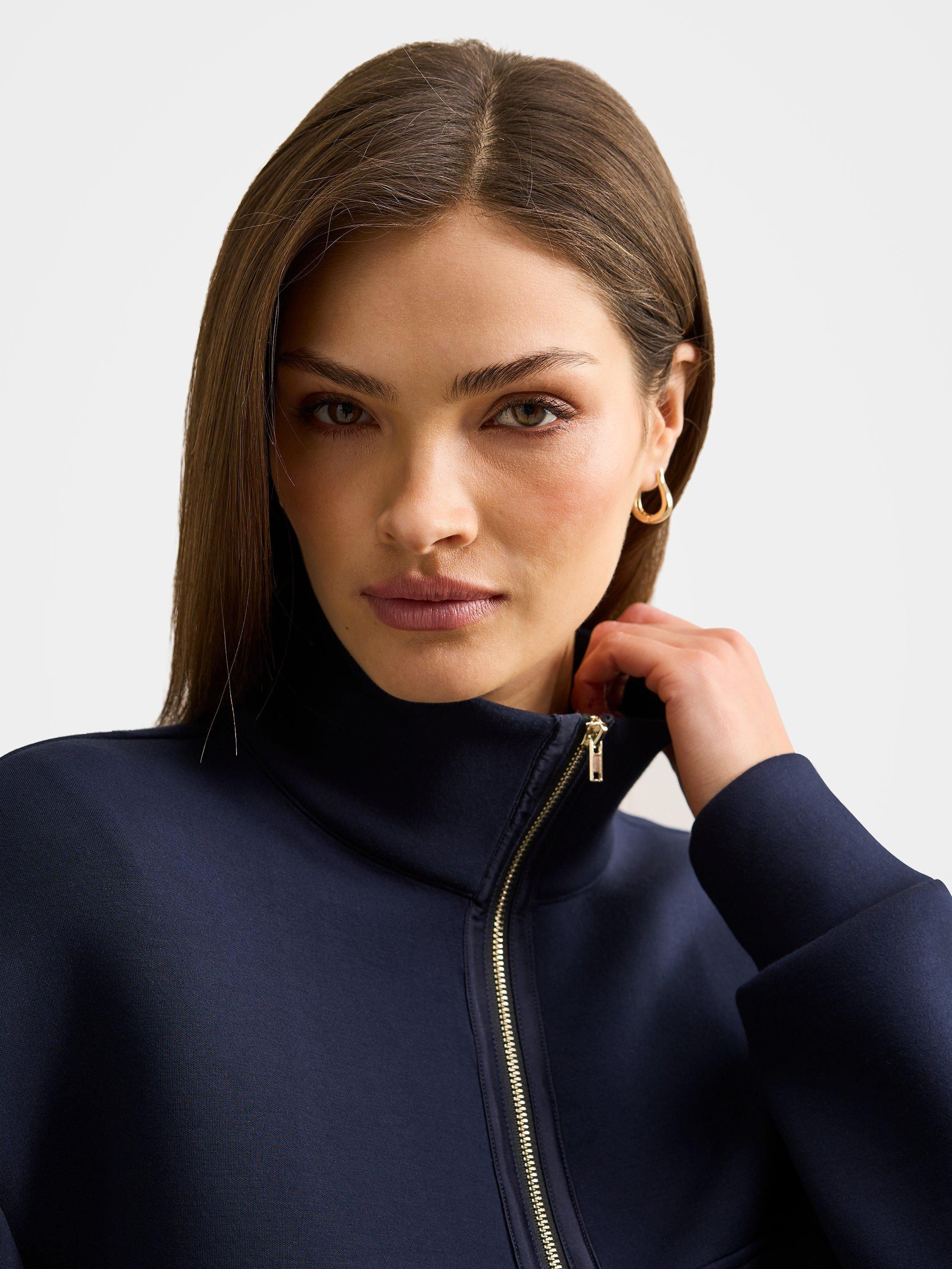 Product image 4 of 5, which shows Forever New Lya Satin Trim Lounge Jumper, Navy, L