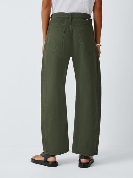 MOTHER The Half Pipe Barrel Leg Jeans, Dark Green - view 2, Dark Green