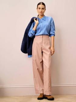 Brora High Rise Linen Blend Barrel Leg Trousers, Mocha - view 2, Mocha