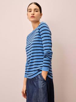 Brora Breton Stripe Jersey Top, Bluebell/Navy, Bluebell/Navy