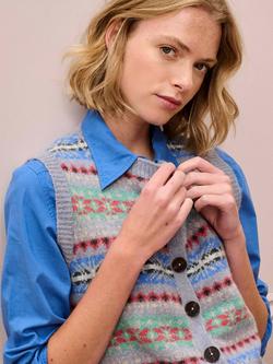 Brora Fair Isle Pure Wool Waistcoat, Wedgewood, Wedgewood