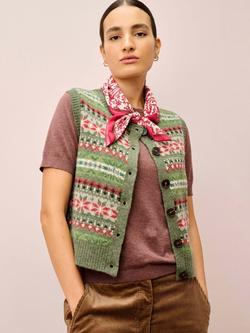 Brora Fair Isle Pure Wool Tank Top, Fern, Fern