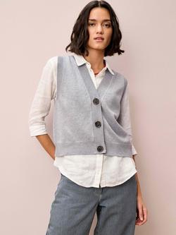 Brora V-Neck Pure Wool Waistcoat, Platinum, Platinum