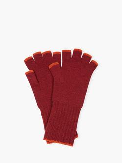 Brora Fingerless Pure Cashmere Gloves, Paprika/Spice, Paprika/Spice