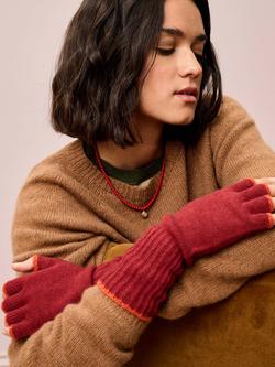 Brora Fingerless Pure Cashmere Gloves, Paprika/Spice - view 2, Paprika/Spice