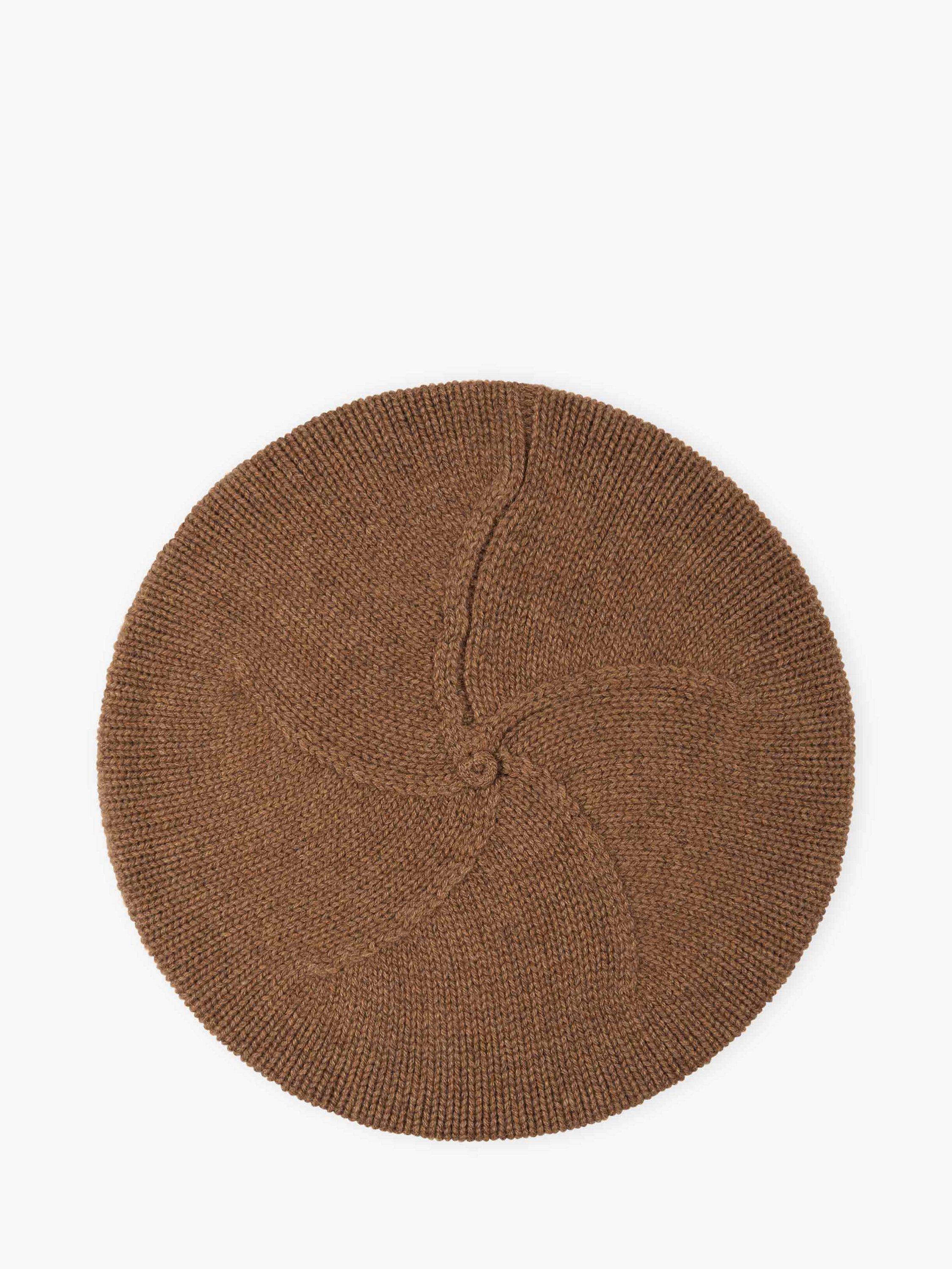Product image 1 of 2, which shows Brora Knitted Pure Cashmere Beret, Caramel, One Size