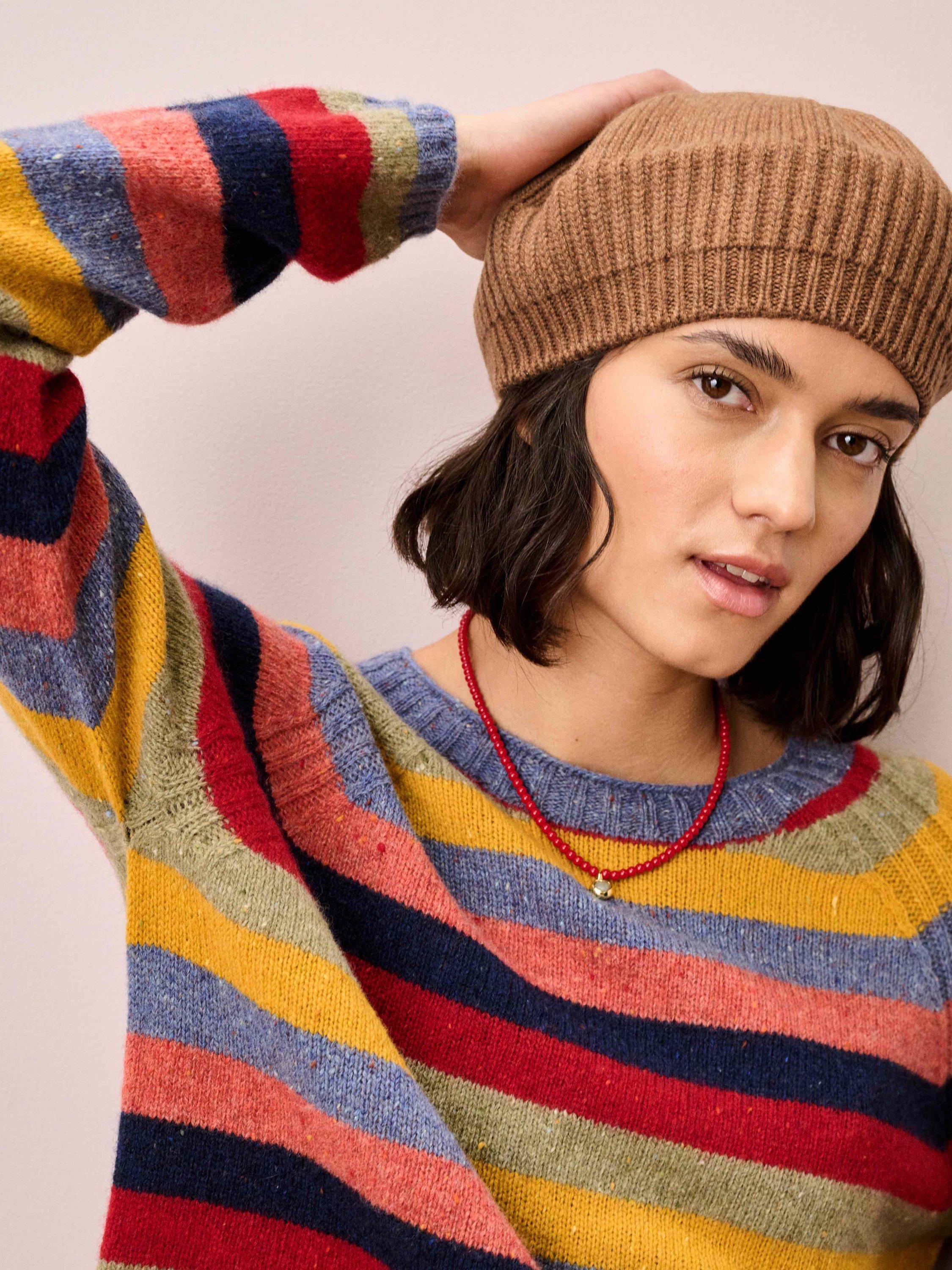 Product image 2 of 2, which shows Brora Knitted Pure Cashmere Beret, Caramel, One Size