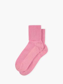 Brora Ribbed Cashmere Rich Socks, Rose, Rose