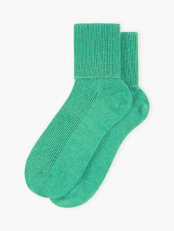 Brora Ribbed Cashmere Rich Socks, Celadon, Celadon