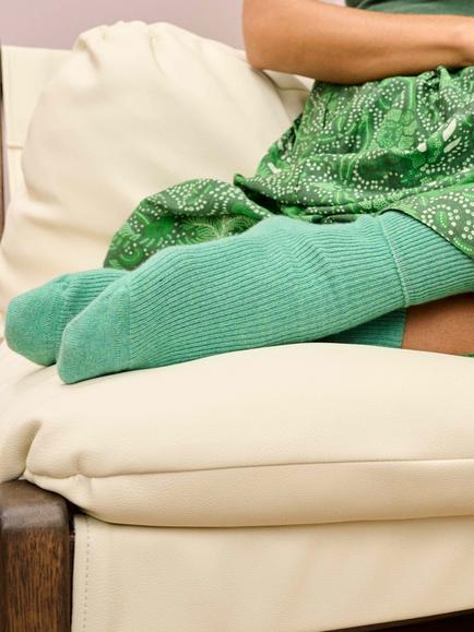 Brora Ribbed Cashmere Rich Socks, Celadon - view 2, Celadon