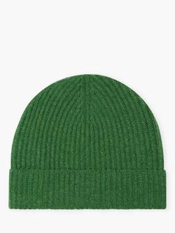 Brora Ribbed Pure Cashmere Beanie Hat, Parsley, Parsley