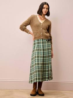 Brora V-Neck Wool Rich Cardigan, Toffee - view 2, Toffee