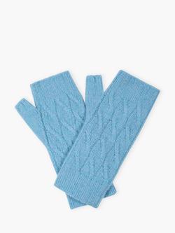Brora Cable Knit Pure Cashmere Wristwarmers, Porcelain, Porcelain