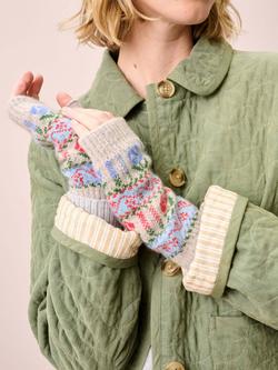 Brora Rose Fair Isle Pure Cashmere Wristwarmers, Ash - view 2, Ash