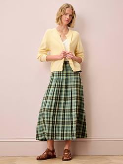 Brora Round Neck Pure Cashmere Cardigan, Vanilla - view 2, Vanilla