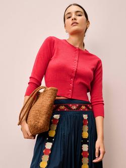 Brora Cropped Pure Cashmere Cardigan, Tomato, Tomato