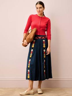 Brora Cropped Pure Cashmere Cardigan, Tomato - view 2, Tomato