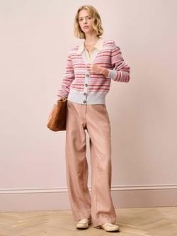 Brora Fair Isle V-Neck Pure Cashmere Cardigan, Pearl - view 2, Pearl