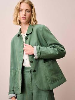 Brora Linen Blend Utility Jacket, Verdigris, Verdigris