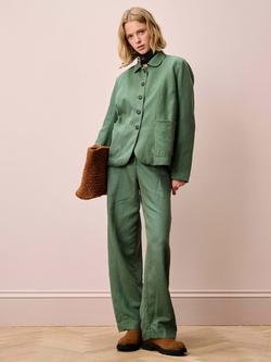 Brora Linen Blend Utility Jacket, Verdigris - view 2, Verdigris