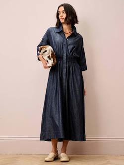 Brora Denim Shirt Maxi Dress, Indigo, Indigo