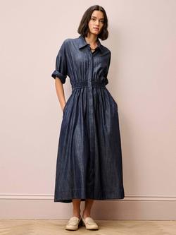 Brora Denim Shirt Maxi Dress, Indigo - view 2, Indigo