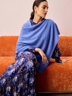 Brora Gauzy Pure Cashmere Poncho, Cornflower, Cornflower