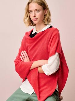 Brora Gauzy Pure Cashmere Poncho, Tomato, Tomato