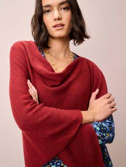 Brora Gauzy Pure Cashmere Poncho, Paprika - view 2, Paprika