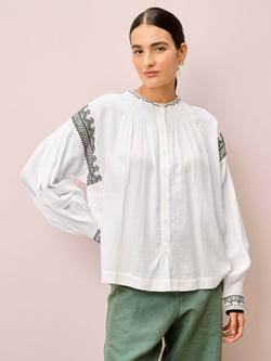 Brora Lace Trim Shirt, White, White