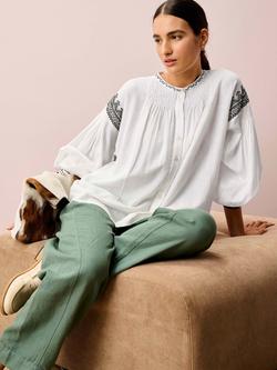 Brora Lace Trim Shirt, White - view 2, White