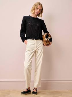 Brora Floral Broderie Anglaise Top, Black - view 2, Black