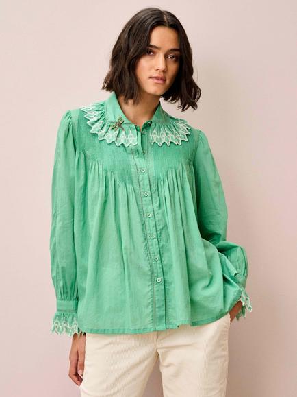 Brora Frill Collar Shirt, Jade, Jade