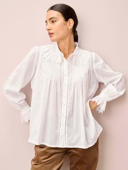 Brora Frill Collar Shirt, White, White