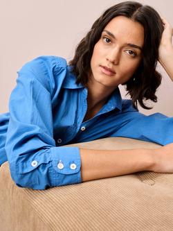 Brora Longline Long Sleeve Shirt, Sky Blue - view 2, Sky Blue