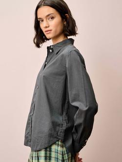 Brora Longline Long Sleeve Shirt, Slate - view 2, Slate