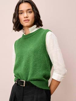Brora Round Neck Wool Rich Tank Top, Green, Green