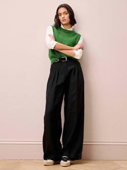 Brora Round Neck Wool Rich Tank Top, Green - view 2, Green