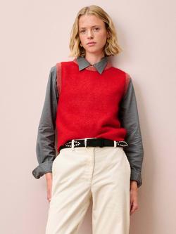 Brora Colour Contrast Wool Rich Tank Top, Poppy, Poppy