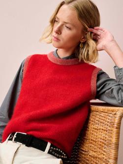 Brora Colour Contrast Wool Rich Tank Top, Poppy - view 2, Poppy