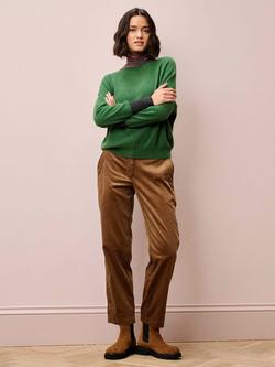 Brora Contrast Cuff Batwing Pure Cashmere Jumper, Parsley/Multi - view 2, Parsley/Multi