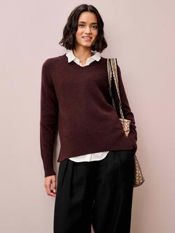 Brora V-Neck Pure Cashmere Jumper, Malt - view 2, Malt