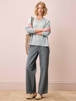 Brora V-Neck Pure Cashmere Jumper, Pearl - view 2, Pearl