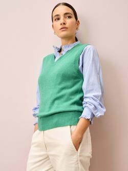 Brora V-Neck Pure Cashmere Tank Top, Celadon, Celadon