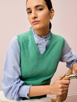 Brora V-Neck Pure Cashmere Tank Top, Celadon - view 2, Celadon