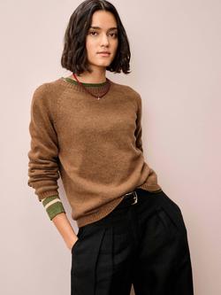 Brora Round Neck Pure Cashmere Jumper, Caramel, Caramel