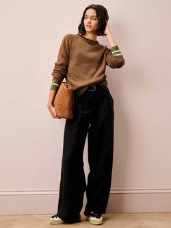 Brora Round Neck Pure Cashmere Jumper, Caramel - view 2, Caramel