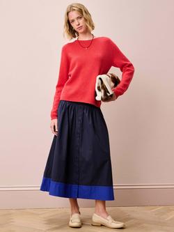 Brora Round Neck Pure Cashmere Jumper, Tomato - view 2, Tomato