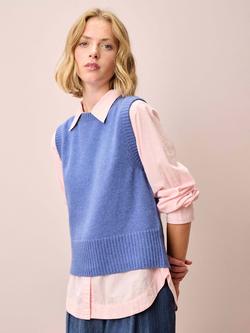 Brora Round Neck Pure Cashmere Tank Top, Cornflower, Cornflower