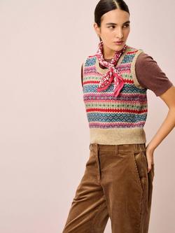 Brora Fair Isle Pure Wool Tank Top, Nougat, Nougat